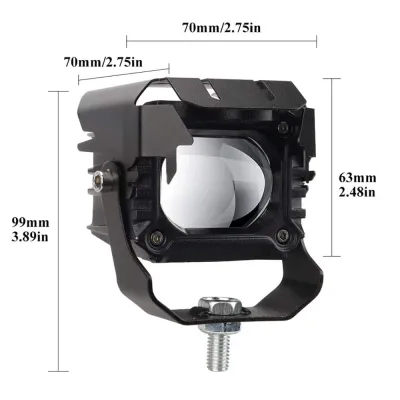 Pilli Batarya Büyük Tek Lensli LED Far (12V–60V, Şimşek Modlu, Su Geçirmez, 99mm Gövde)