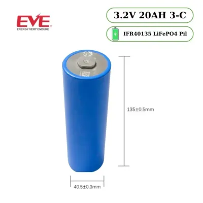 Pilli Batarya EVE 40135 3.2 Volt 20 Amper 3-C Yüksek Kapasite LiFePO4 Pil