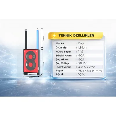 Pilli Batarya Daly 14S 40A Li-ion BMS