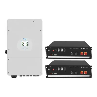 Pilli Batarya Deye 12 kW Hibrit İnverter + 2 Adet Pylontech US3000 (7.1 kWh) LiFePO4 Akü Paketi - Kablo Seti Dahil