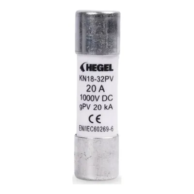 Pilli Batarya Hegel YROPV 1000V DC 20A Kartuş Sigorta