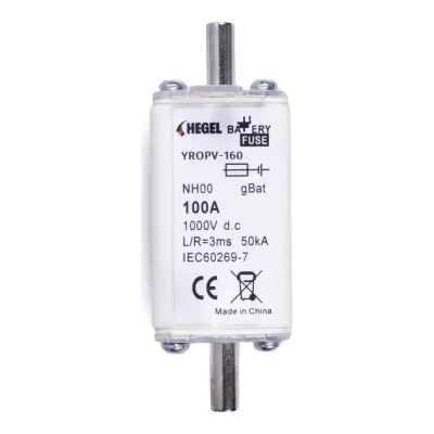 Pilli Batarya Hegel YROPV-160 1000V DC 100A Bıçaklı Sigorta