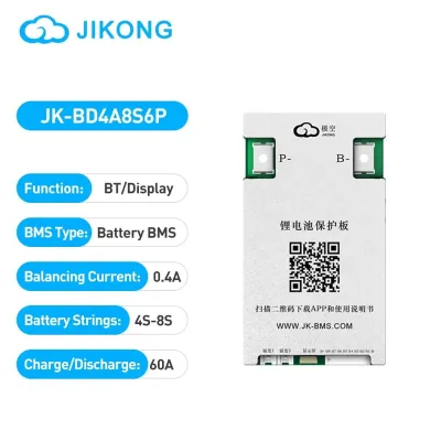 Pilli Batarya JK Smart BMS BD4A8S6P 60A Deşarj 1A Aktif Balans Bluetooth