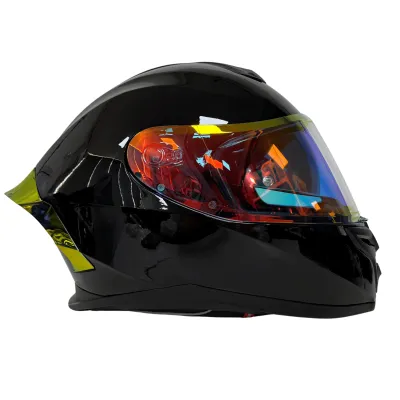 Pilli Batarya Rivox R1 Gloss Black Full Face Motosiklet Kaskı