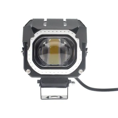 Pilli Batarya Tek Lensli Halo Halkalı LED Far (12V–60V, Şimşek Modlu, 3 Pin Kablo, Su Geçirmez)