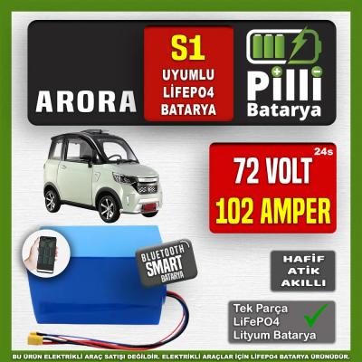 Arora S1 72V 102Ah LiFePO4 Lityum Akü – Smart Bluetooth Özellikli Batarya