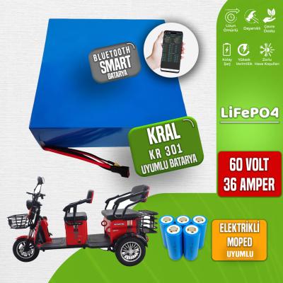 Kral Kr 301 Moped 60 Volt 36 Ah LiFePO4 Smart Bluetooth Batarya