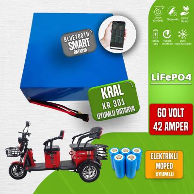 Kral Kr 301 Moped 60 Volt 42 Ah LiFePO4 Smart Bluetooth Batarya
