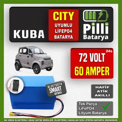 Kuba City 72V 60Ah LiFePO4 Lityum Akü – Smart Bluetooth Özellikli Batarya