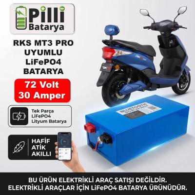 Pilli Batarya RKS MT3 Pro Lityum Akü 72 Volt 30 Ah 72V - 30Ah - Smart Bluetooth Özellikli Lifepo4 Batarya - JK Jikong