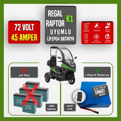 Regal Raptor K1 72V 45Ah LiFePO4 Lityum Akü – Smart Bluetooth Özellikli