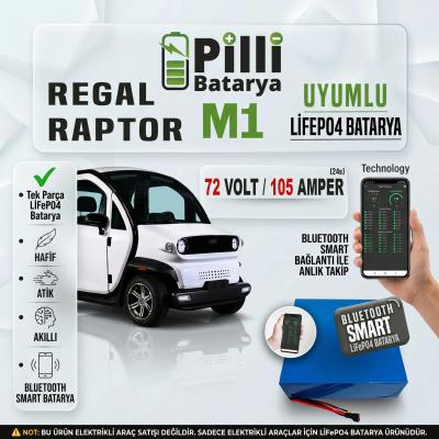 Regal Raptor M1 72V 105Ah LiFePO4 Lityum Akü – Smart Bluetooth Özellikli Batarya
