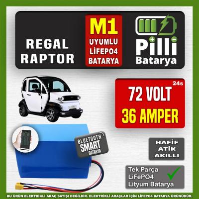 Pilli Batarya Regal Raptor M1 72V 36Ah LiFePO4 Lityum Akü – Smart Bluetooth Özellikli Batarya