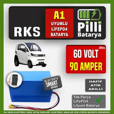 RKS A1 60V 90Ah LiFePO4 Lityum Akü – Smart Bluetooth Özellikli Batarya