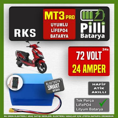 RKS MT3 PRO 72V 24Ah LiFePO4 Lityum Akü – Smart Bluetooth Özellikli Batarya
