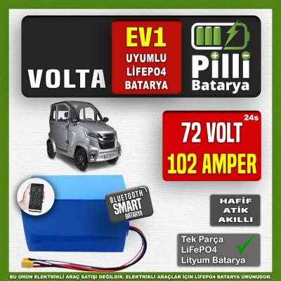 Volta EV1 72V 102Ah LiFePO4 Lityum Akü – Smart Bluetooth Özellikli Batarya