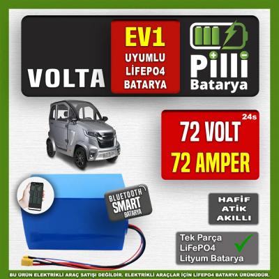 Volta EV1 72V 72Ah LiFePO4 Lityum Akü – Smart Bluetooth Özellikli Batarya