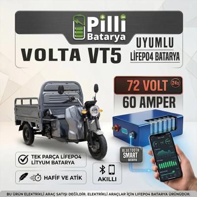 Volta VT5 72V 60Ah LiFePO4 Lityum Akü – Smart Bluetooth Özellikli Batarya