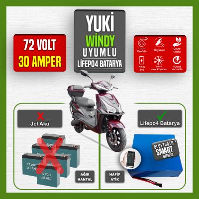 Yuki Windy 72 Volt 30 Amper Smart Bluetooth Özellikli LiFePO4 Batarya