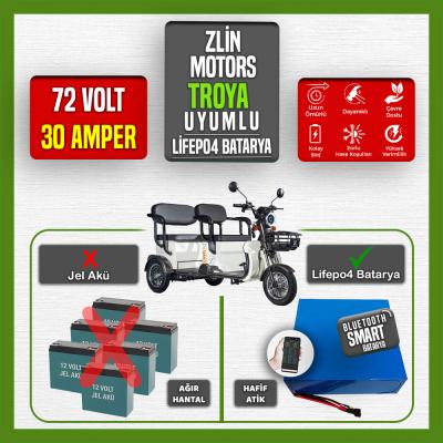 Zlin Troya Moped 72V 30Ah LiFePO4 Lityum Akü – Smart Bluetooth Özellikli Batarya