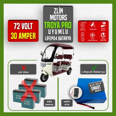 Zlin Troya Pro Moped 72V 30Ah LiFePO4 Lityum Akü – Smart Bluetooth Özellikli Batarya