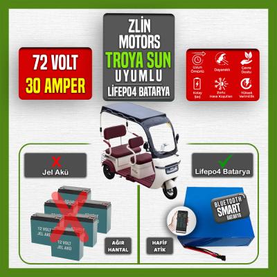 Zlin Troya Sun Moped 72V 30Ah LiFePO4 Lityum Akü – Smart Bluetooth Özellikli Batarya