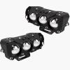 Pilli Batarya 3 Lensli LED Far Barı 2 li paket (12V–60V, Şimşek Modlu, Su Geçirmez)