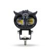 Pilli Batarya Baykuş Tipi 18W Çift Renk LED Far (Sarı–Beyaz, Şimşek Modlu, 12V–60V, Su Geçirmez)